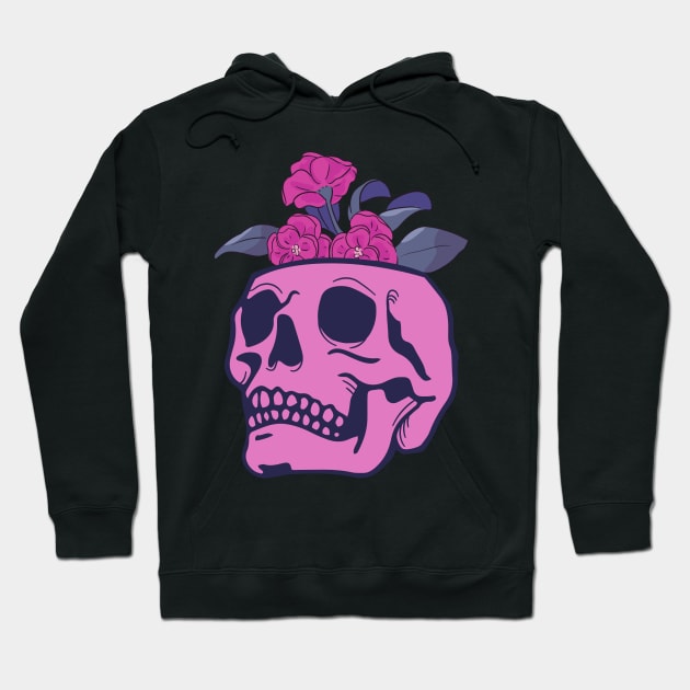 skull with flowers Hoodie by purplecrowshub
